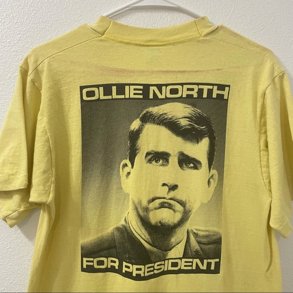 Oliver North for President shirt yellow vtg rare - Picture 2 of 11